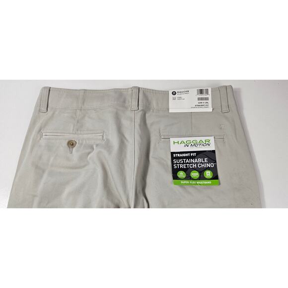 NWT haggar sustainable stretch chino putty khaki work pants sz 32x29 in motion - Picture 4 of 9